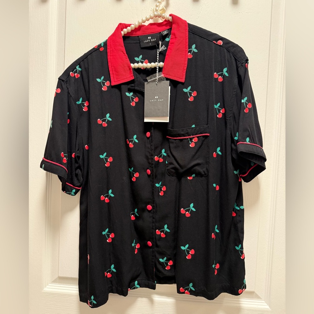 Lazy Oaf Cherry Print Bowling Shirt 👕 🎳 - Picture 8 of 9